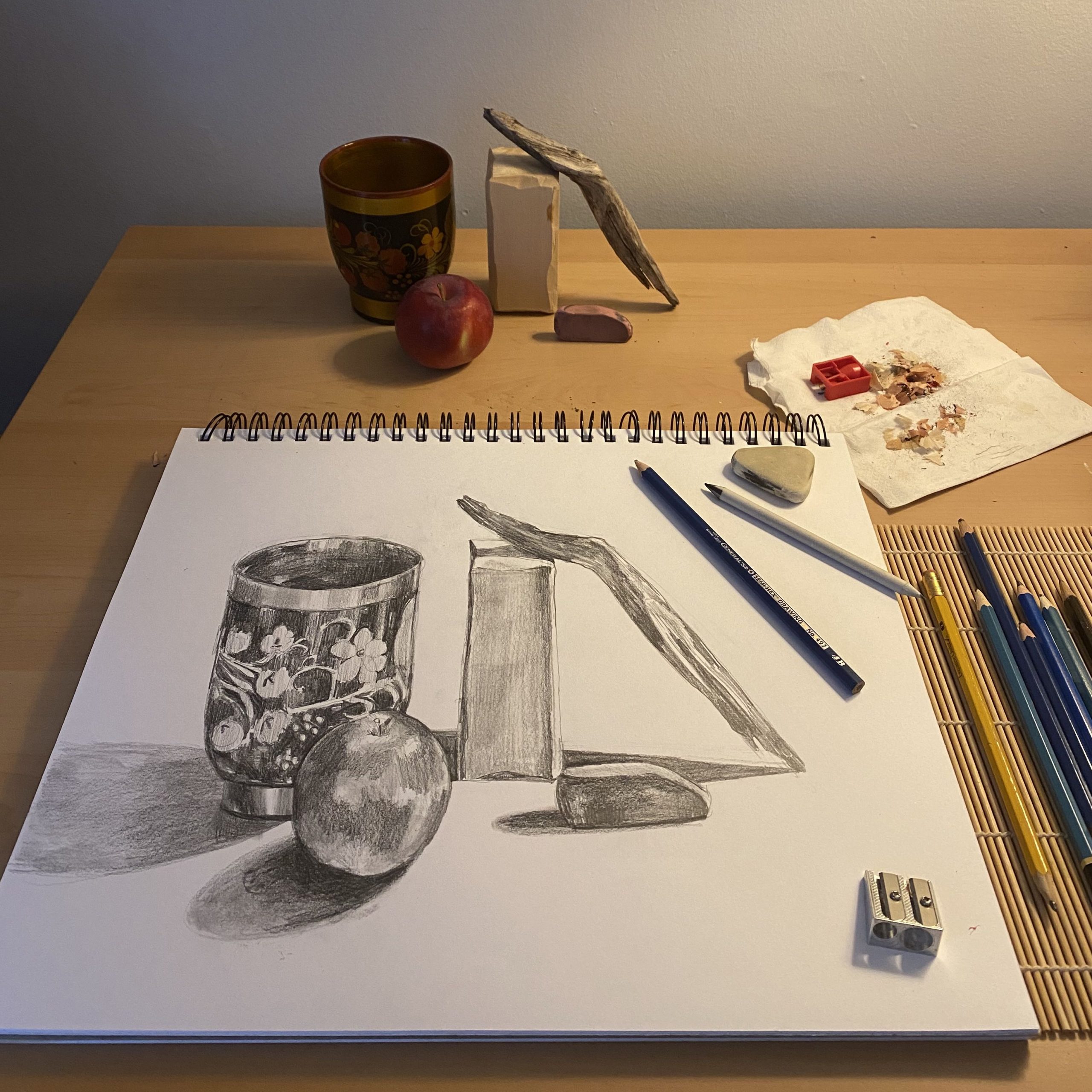 Drawing illustration of still life composition with mug, lemons, cup and  water jug on wood… | Still life drawing, Easy still life drawing, Still  life pencil shading