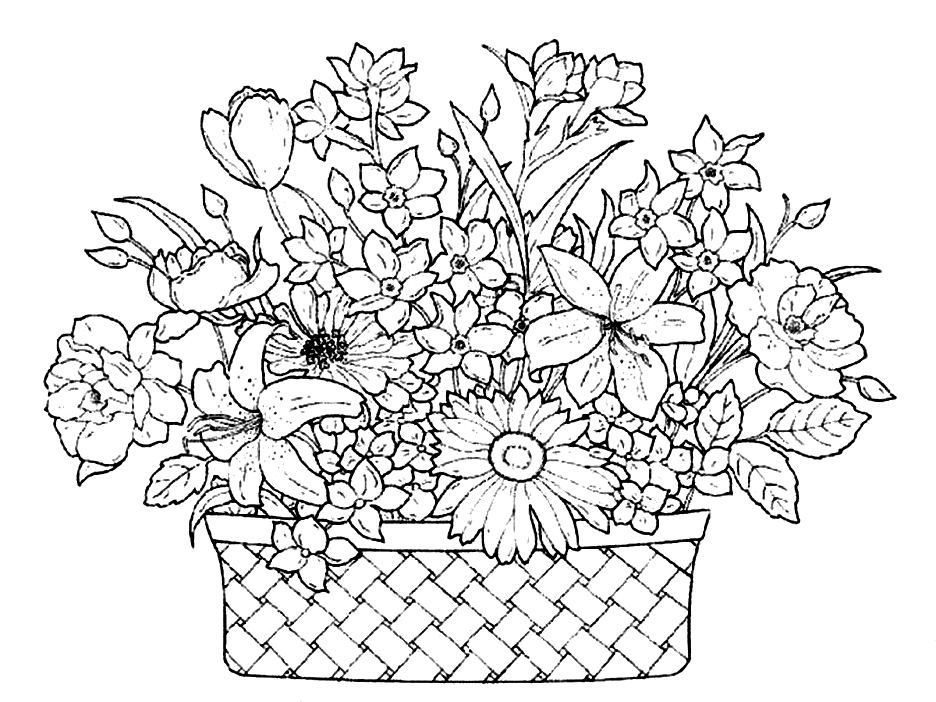basket of flowers coloring page